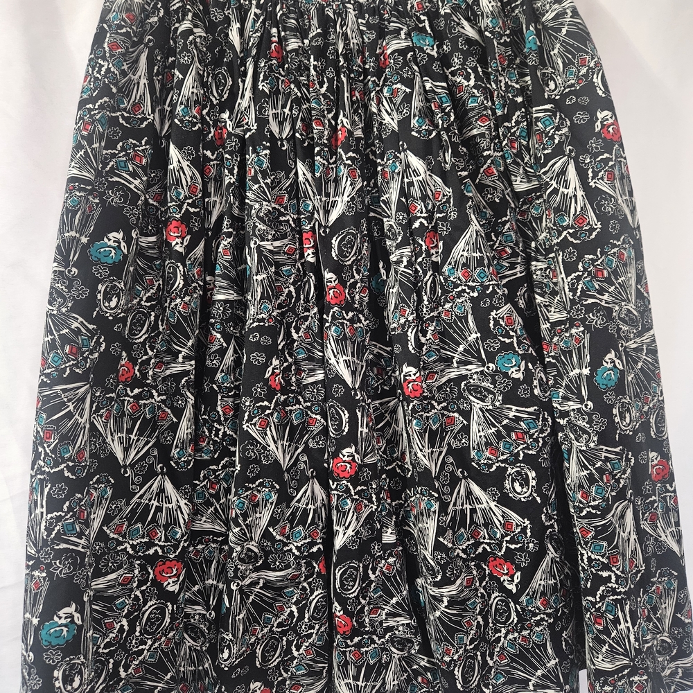 Large Pinup Couture Pinup Girl Clothing Spanish Fans Jenny Swing Skirt EUC